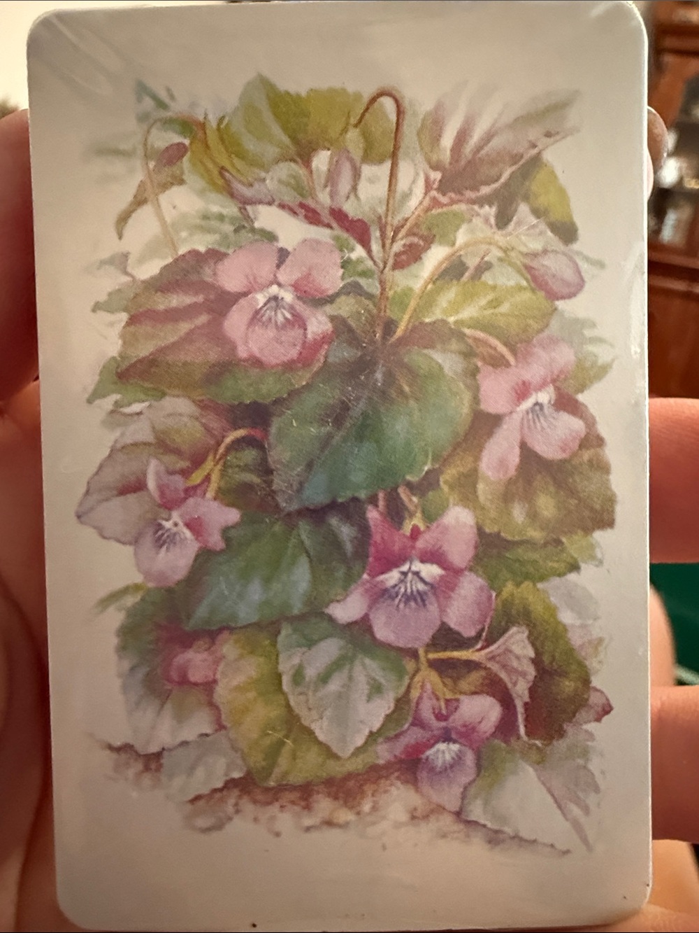 Floral Violets vintage playing cards - new old stock